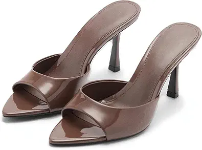 Wnshonzy Heeled Sandals For Women Pointed Open Toe High Heels Stiletto Pumps Mul