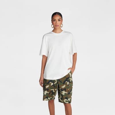 KBB by KAHLANA Women's Oversized Short Sleeve 'The Dwayne Tee' - White S