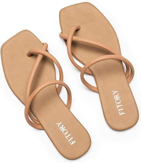 FITORY Women's Slide Sandals Flat Flip Flops with Cross Strap Thongs for Summer