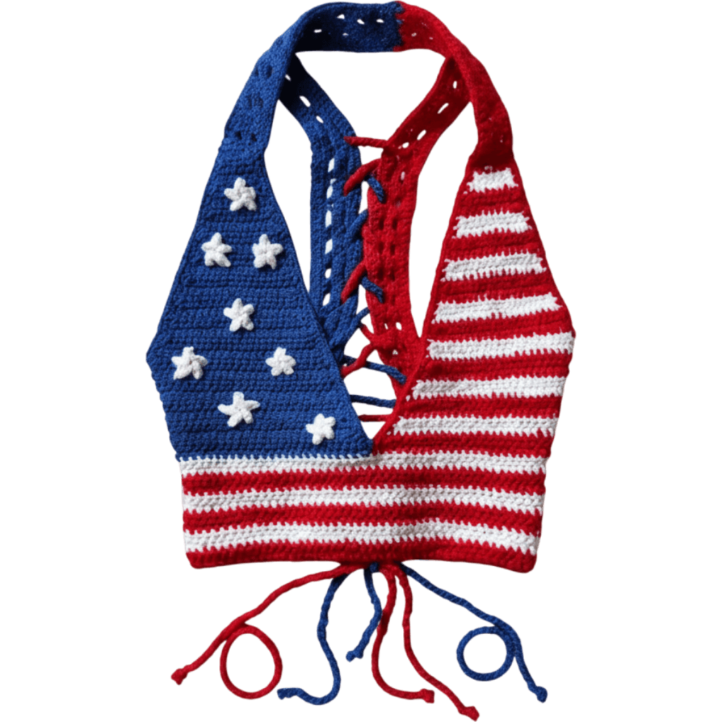 American Flag Crochet Crop Top