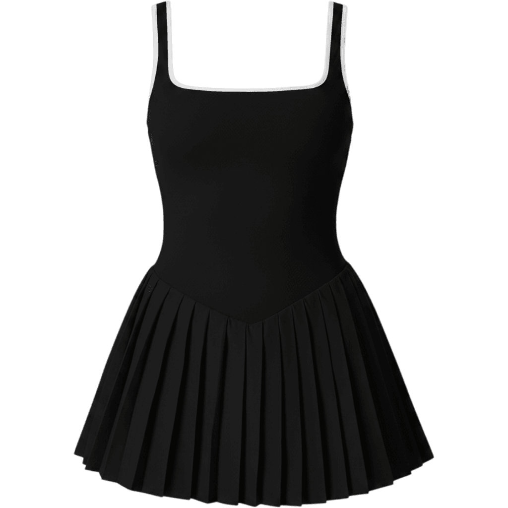 QINSEN Womens Square Neck Tennis Dress Pleated Sleeveless Built in Shorts Golf A
