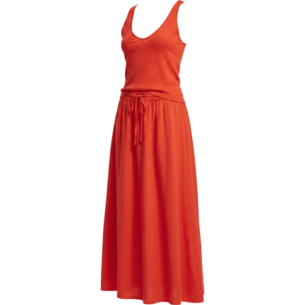 Women 2 Piece Skirt Set Summer V Neck Backless Halter Cami Crop Top and Flowy A